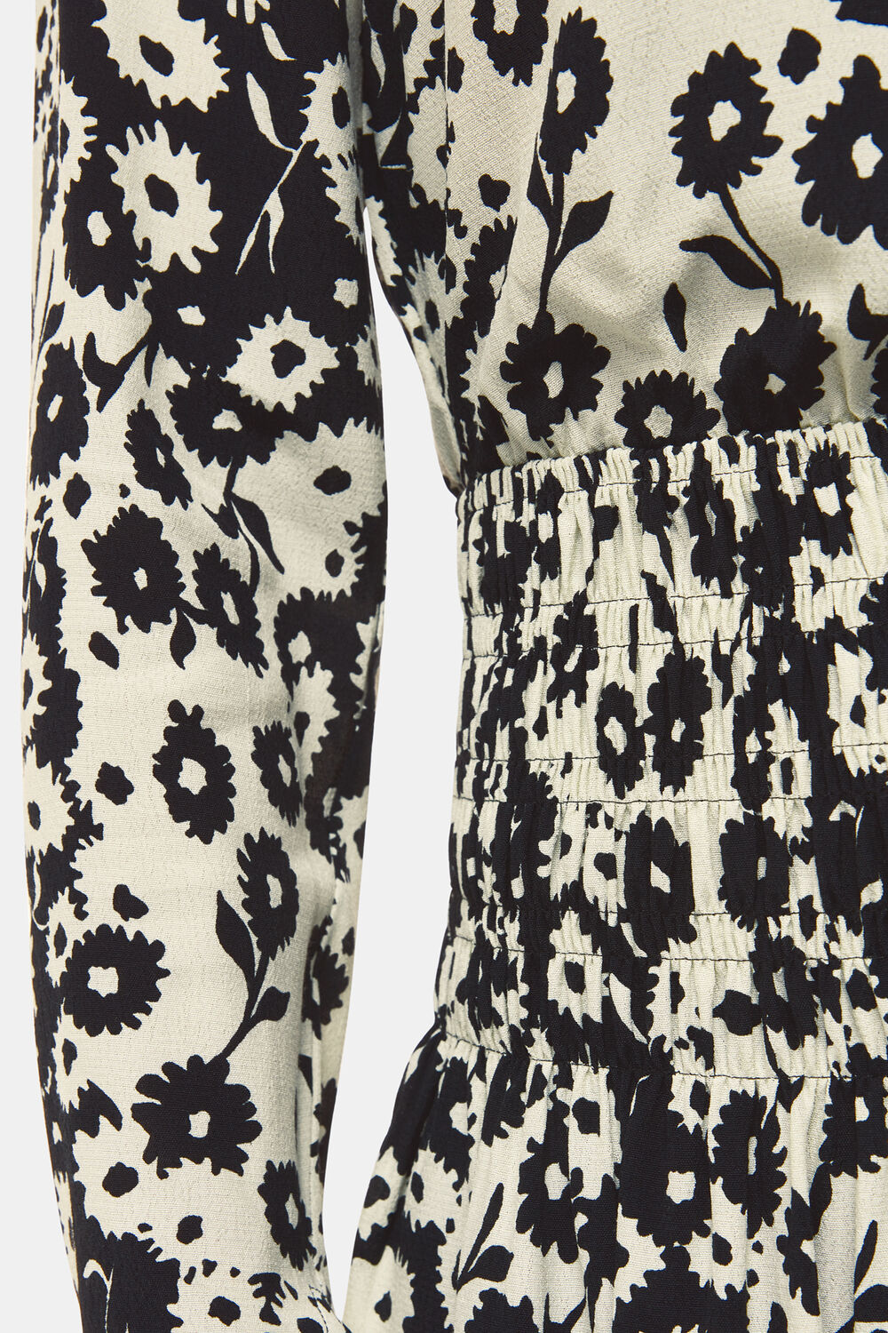 Black Riley Floral Shirred Dress